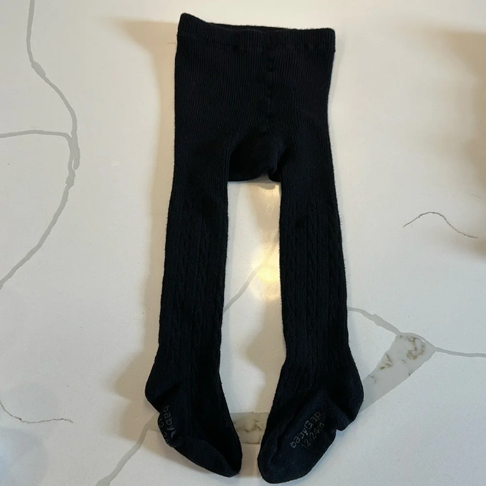 Gap baby toddler Brannan bear cable knit tights black size 12-24 months 🖤🐻